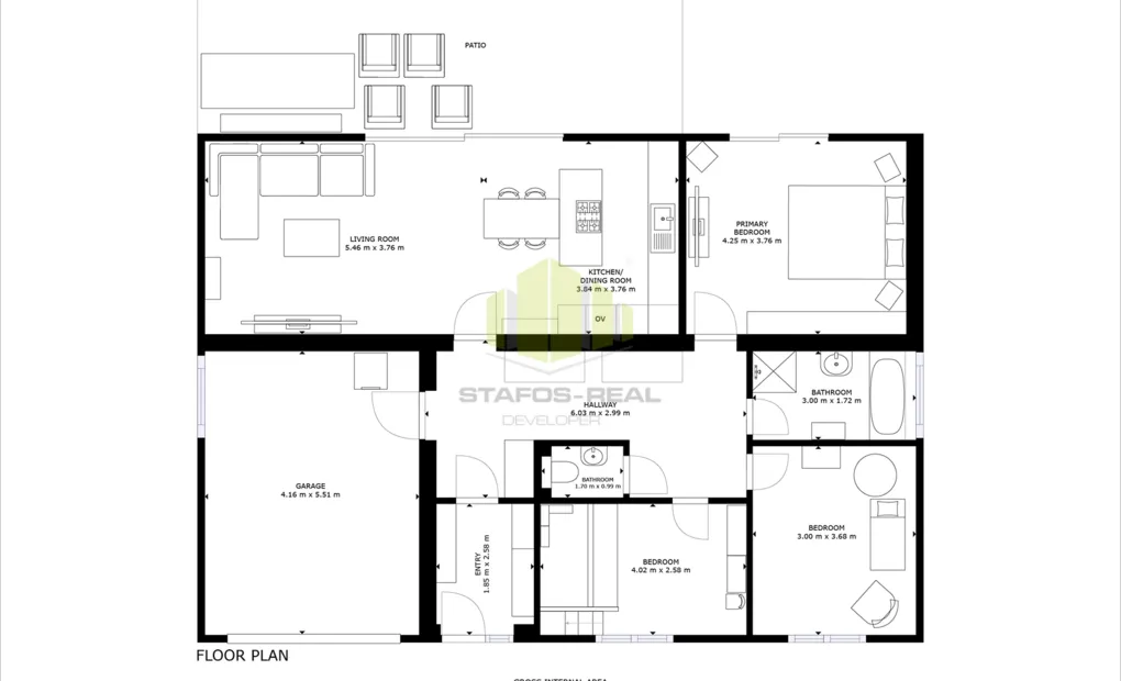 Prodej nízkoenergetického bungalovu 4+kk s garáží, pozemek 455m2, Ústín