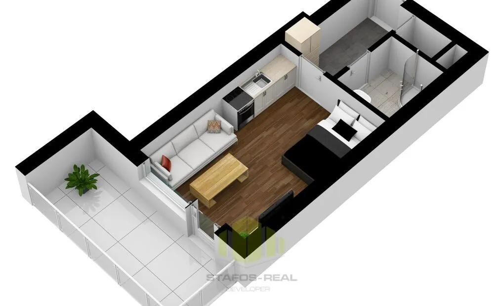 Pronájem novostavby bytu 1+kk 33,2m2 + lodžie 8,1m2 v novostavbě, Tovární, Olomouc - Hodolany