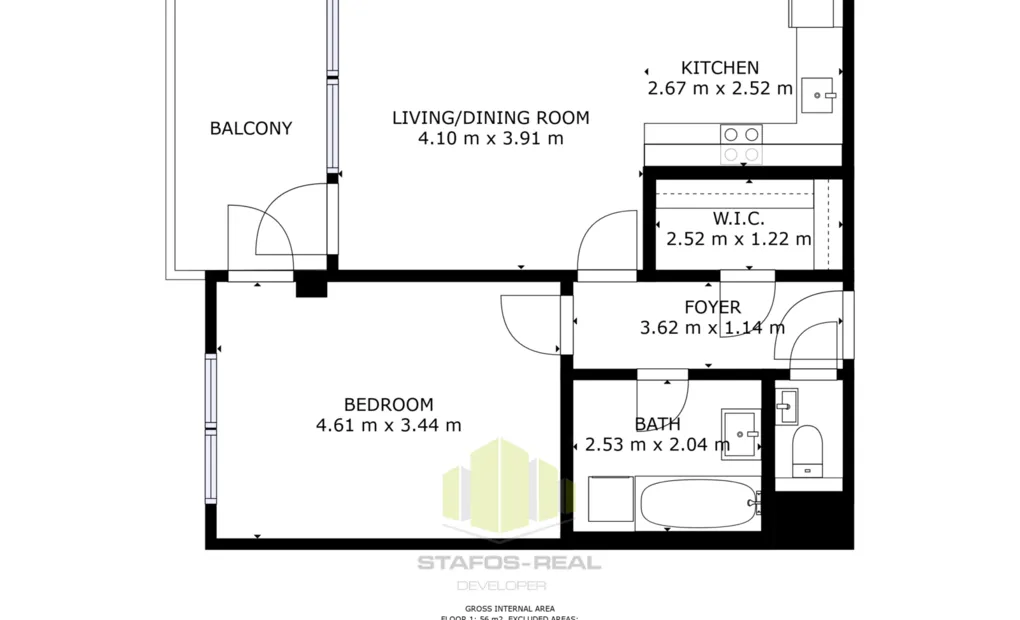 Pronájem novostavby bytu 2+kk 57m2 + lodžie 9m2 v novostavbě, Wolkerova, Olomouc