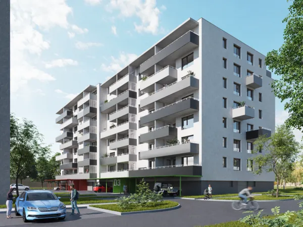 Fotografie nemovitosti - Pronájem novostavby bytu 1+kk 38,83 m2 + 6,94 m2 lodžie, Janského, Olomouc - Povel