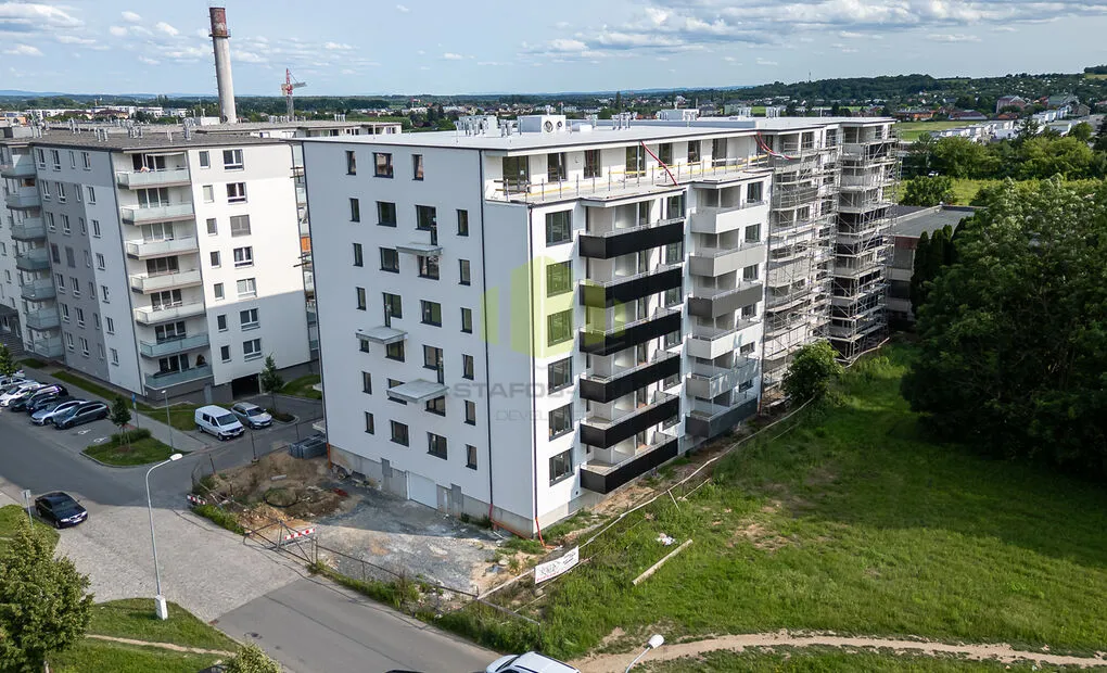 Pronájem novostavby bytu 1+kk 38,83 m2 + 6,94 m2 lodžie, Janského, Olomouc - Povel