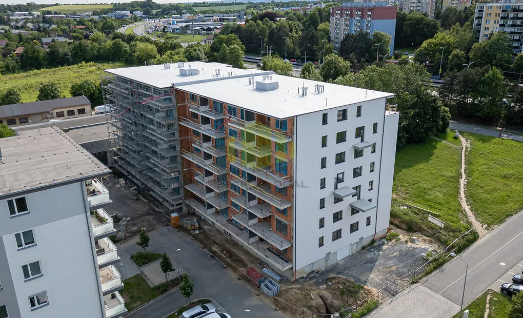 Pronájem novostavby bytu 1+kk 38,83 m2 + 6,94 m2 lodžie, Janského, Olomouc - Povel