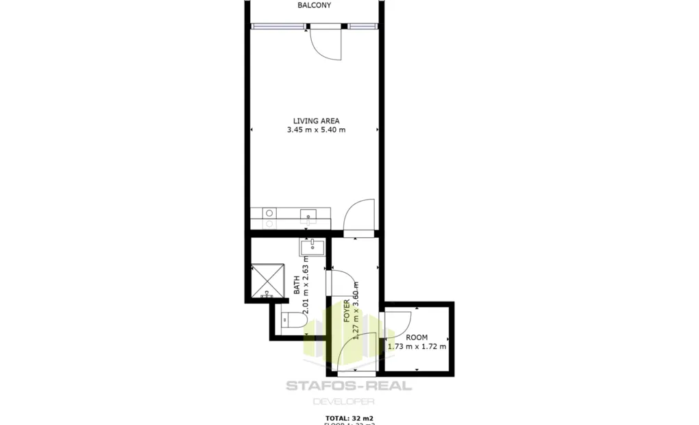 Pronájem novostavby UJ 1+kk 27,22m2 + balkon 6,35m2 v novostavbě, Bydlení Šantova, Olomouc