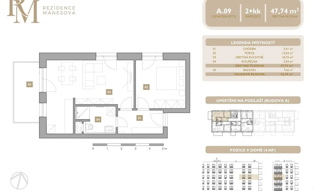 Prodej bytu 2+kk, 47.74 m2 s balkónem 7.65 m2, Mánesova, Lipník nad Bečvou