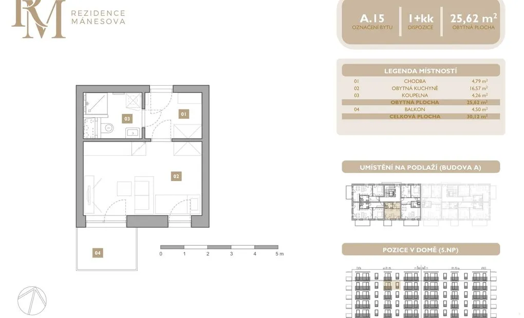 Prodej bytu 1+kk, 25.62 m2 s balkónem 4.5 m2, Mánesova, Lipník nad Bečvou