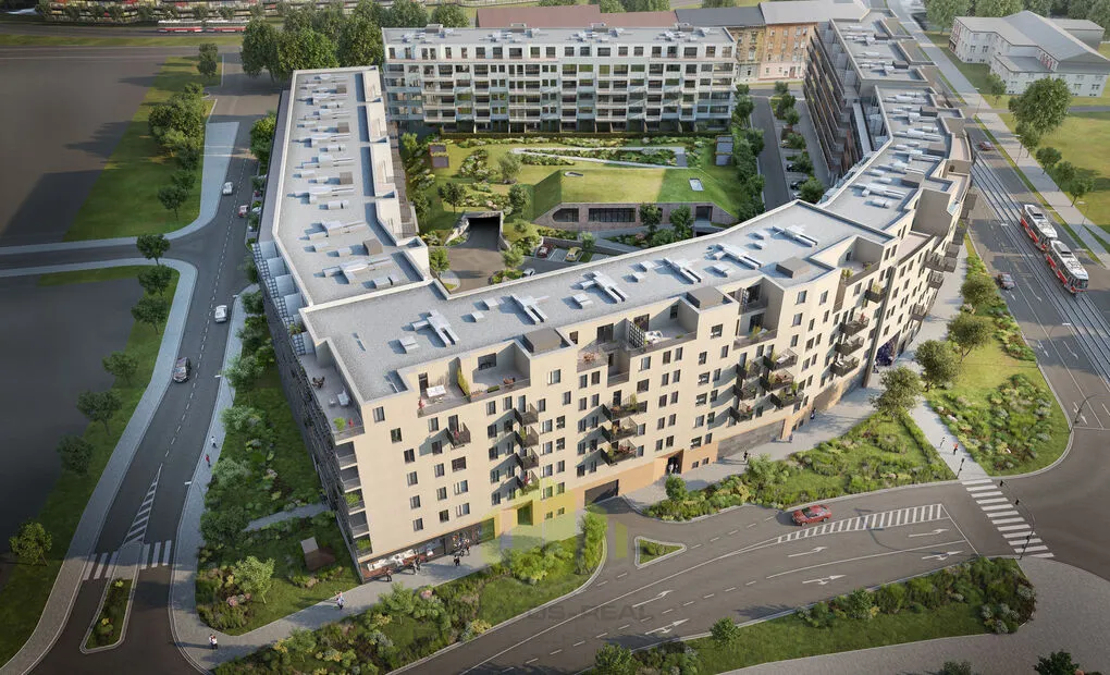 Pronájem novostavby bytu 1+kk 34,5m2 + lodžie 8,66m2 v novostavbě, Bydlení Šantova, Olomouc