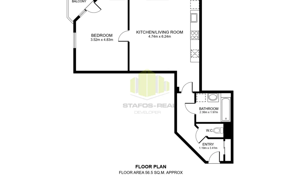 Pronájem bytu 2+kk, 57m2 + 3m2 balkon, Topolová, Olomouc - Slavonín